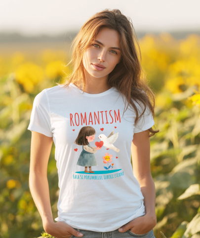 Tricou Femei, Barbati, Copii, Fata, Baiat, Unisex Personalizat „Cadouri personalizate cu față stil desene animate, porumbel alb și floare zâmbitoare pentru iubire” [1]