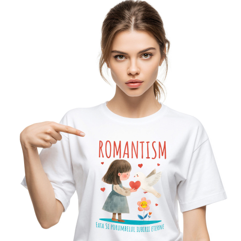 Tricou Femei, Barbati, Copii, Fata, Baiat, Unisex Personalizat „Cadouri personalizate cu față stil desene animate, porumbel alb și floare zâmbitoare pentru iubire”