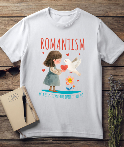 Tricou Femei, Barbati, Copii, Fata, Baiat, Unisex Personalizat „Cadouri personalizate cu față stil desene animate, porumbel alb și floare zâmbitoare pentru iubire” [2]