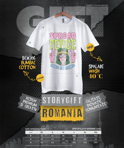 Tricou Femei, Barbati, Copii, Fata, Baiat, Unisex Personalizat Fata Stil Hippie Ochelari și Bandana - Spread Peace Cadou Personalizat pentru Familie [3]