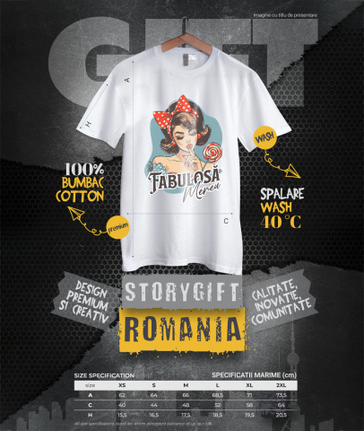 Tricou Femei, Barbati, Copii, Fata, Baiat, Unisex Personalizat Fată Retro cu Funda Roșie și Acadea - Cadou Personalizat Fabuloasă Mereu Încredere de Sine [3]