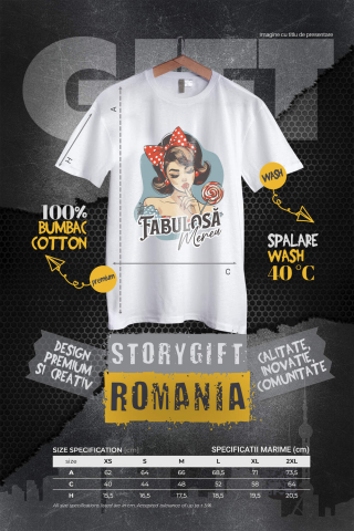 Tricou Femei, Barbati, Copii, Fata, Baiat, Unisex Personalizat Fată Retro cu Funda Roșie și Acadea - Cadou Personalizat Fabuloasă Mereu Încredere de Sine [3]