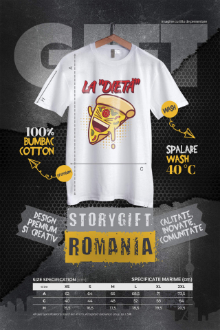 Tricou Femei, Barbati, Copii, Fata, Baiat, Unisex Personalizat Felie de pizza personalizată pentru copii | Cadou amuzant cu text „La dietă” și fast food [3]