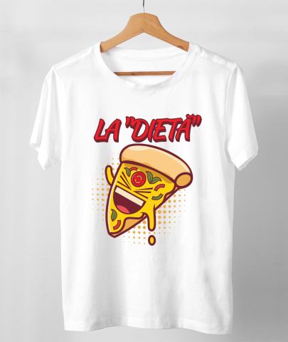 Tricou Femei, Barbati, Copii, Fata, Baiat, Unisex Personalizat Felie de pizza personalizată pentru copii | Cadou amuzant cu text „La dietă” și fast food [2]