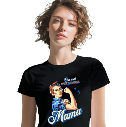 Mama - Tricou Femei, Barbati, Copii, Fata, Baiat, Unisex Personalizat "Cea Mai Puternică Mama Familie – Cadouri Personalizate pentru Femeia Gospodină"