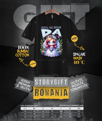 Tricou Femei, Barbati, Copii, Fata, Baiat, Unisex Personalizat Cadou Personalizat „Gata Am Spus Da” | Rochie De Mireasă și Căsătorie [3]