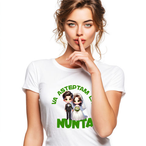 Familie - Tricou Femei, Barbati, Copii, Fata, Baiat, Unisex Personalizat Cadou Personalizat „Va Așteptăm La Nuntă” | Cuplu Fericit pentru Invitații la Nuntă