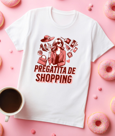 Tricou Femei, Barbati, Copii, Fata, Baiat, Unisex Personalizat "Femeie Iubitoare de Shopping – Cadouri Personalizate cu Pantofi, Pălărie și Geantă" [2]