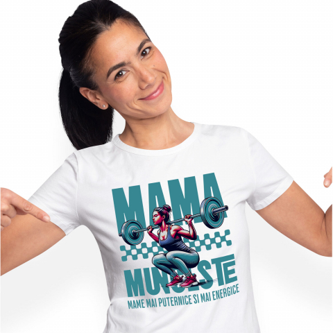 Mama - Tricou Femei, Barbati, Copii, Fata, Baiat, Unisex Personalizat "Femeie Puternică – Cadouri Personalizate pentru Mama Muncitoare și Energetică"