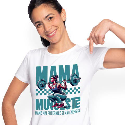 Mama - Tricou Femei, Barbati, Copii, Fata, Baiat, Unisex Personalizat "Femeie Puternică – Cadouri Personalizate pentru Mama Muncitoare și Energetică"