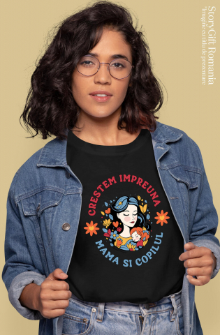 Tricou Femei, Barbati, Copii, Fata, Baiat, Unisex Personalizat "Femeie și Fata – Cadouri Personalizate Flori Colorate pentru Mama și Copil" [1]