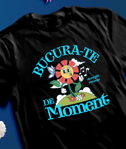 Tricou Femei, Barbati, Copii, Fata, Baiat, Unisex Personalizat Floare Colorată Muzicală „Bucură-te de Moment” – Cadou Personalizat pentru Familie, Tati, Copii, Prieteni [2]