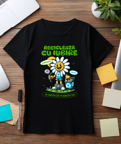 Tricou Femei, Barbati, Copii, Fata, Baiat, Unisex Personalizat "Floare Margareta Reciclare Sticle Goale – Cadouri ecologice pentru iubitorii de natură" [2]