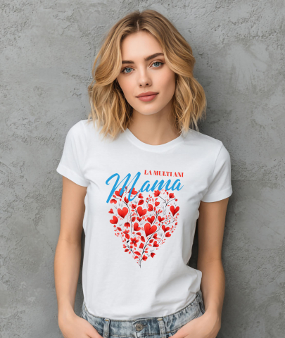 Tricou Femei, Barbati, Copii, Fata, Baiat, Unisex Personalizat Decor Inimă din Flori - „La Multi Ani Mama” | Cadou Ziua Mamei [1]