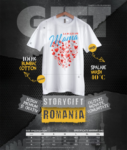 Tricou Femei, Barbati, Copii, Fata, Baiat, Unisex Personalizat Decor Inimă din Flori - „La Multi Ani Mama” | Cadou Ziua Mamei [3]