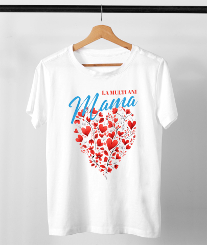 Tricou Femei, Barbati, Copii, Fata, Baiat, Unisex Personalizat Decor Inimă din Flori - „La Multi Ani Mama” | Cadou Ziua Mamei [2]