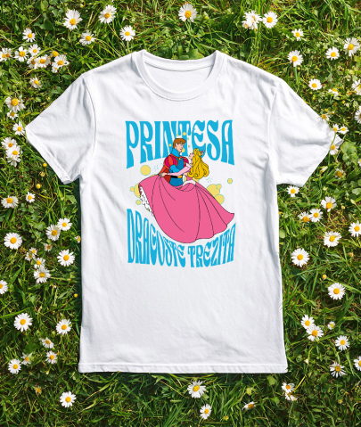 Tricou Femei cu Frumoasa si Bestia - Principele si Printesa Aurora 100% Bumbac, Alb, XL [2]