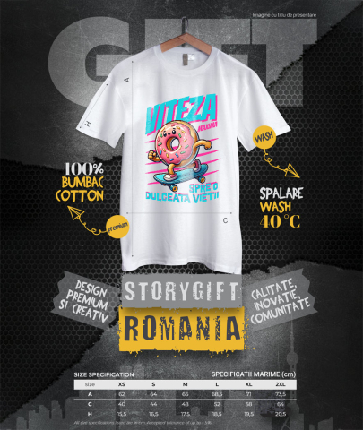 Tricou Femei, Barbati, Copii, Fata, Baiat, Unisex Personalizat Gogoasă Glazurată Roz Pe Skateboard – Design Amuzant și Personalizat [3]
