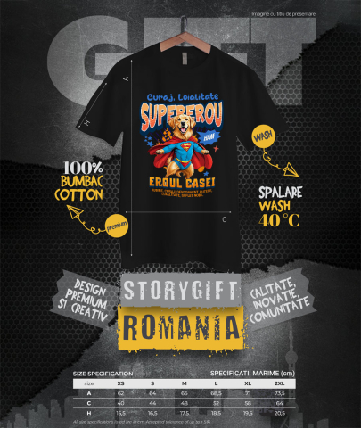 Tricou Femei, Barbati, Copii, Fata, Baiat, Unisex Personalizat Golden Retriever în Costum de Superman – Cadouri Personalizate pentru Familie și Copii [3]