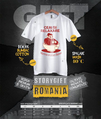Tricou Femei, Barbati, Copii, Fata, Baiat, Unisex Personalizat „Gorila în Cană de Ceai – Relaxare și Distracție cu Plic de Ceai” [3]