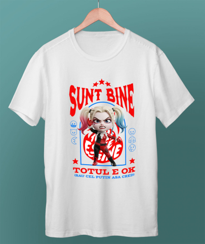 Tricou Femei cu Harley Quenn, Ok, Sarcastic, Nervos, Iritat 100% Bumbac, Alb, L [2]