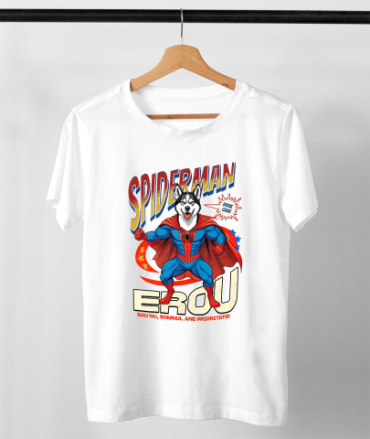 Tricou Femei, Barbati, Copii, Fata, Baiat, Unisex Personalizat Husky Siberian în Costum Spider-Man - Cadou Personalizat pentru Copii și Familie [2]