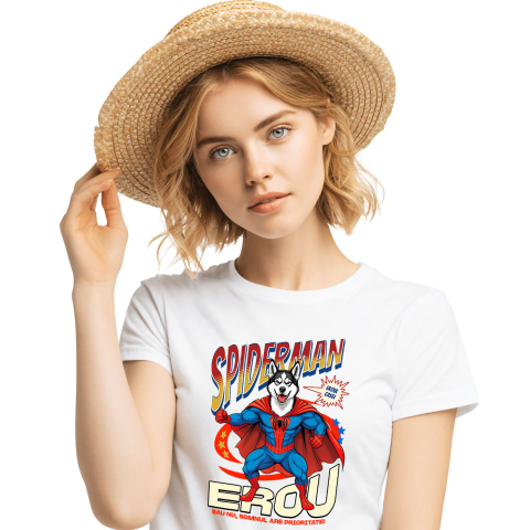 SuperEroi si Personaje TV - Tricou Femei, Barbati, Copii, Fata, Baiat, Unisex Personalizat Husky Siberian în Costum Spider-Man - Cadou Personalizat pentru Copii și Familie