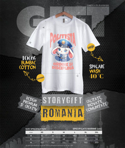 Tricou Femei, Barbati, Copii, Fata, Baiat, Unisex Personalizat Iepure Polițist – Design Amuzant pentru Produse Personalizate și Cadouri [3]