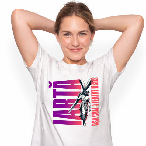 PASTE - Tricou Femei, Barbati, Copii, Fata, Baiat, Unisex Personalizat "Iisus cu Crucea - Iertare și Credință | Cadouri Personalizate pentru Sărbătorile Pascale"