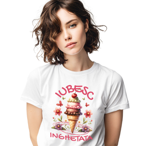 Mancare - Tricou Femei, Barbati, Copii, Fata, Baiat, Unisex Personalizat Înghețată colorată cu trei sortimente și cireșe | Cadou personalizat pentru familie și prieteni