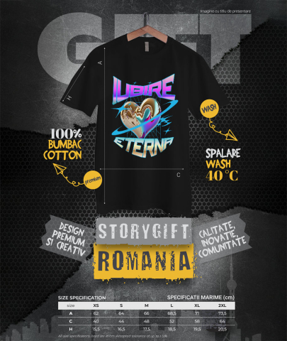 Tricou Femei, Barbati, Copii, Fata, Baiat, Unisex Personalizat „Inima Bizară Strălucitoare Metalică - Cadou Personalizat „Iubire Eterna” pentru Ziua Îndrăgostiților, Familie, Copii și Prieteni” [3]