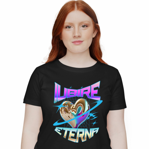 Tricou Femei, Barbati, Copii, Fata, Baiat, Unisex Personalizat „Inima Bizară Strălucitoare Metalică - Cadou Personalizat „Iubire Eterna” pentru Ziua Îndrăgostiților, Familie, Copii și Prieteni”