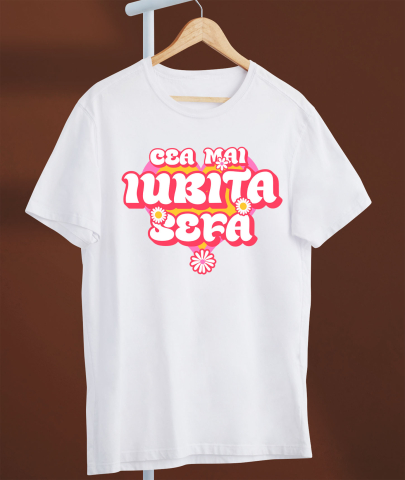 Tricou Femei, Barbati, Copii, Fata, Baiat, Unisex Personalizat Inimă Colorată cu Flori – Mesaj Haios în Română [2]