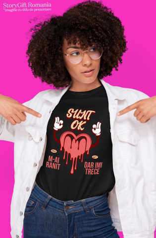 Tricou Femei, Barbati, Copii, Fata, Baiat, Unisex Personalizat Inimă Curgătoare și Semn Ok - Cadou de Dragoste și Vindecare Emoțională [1]