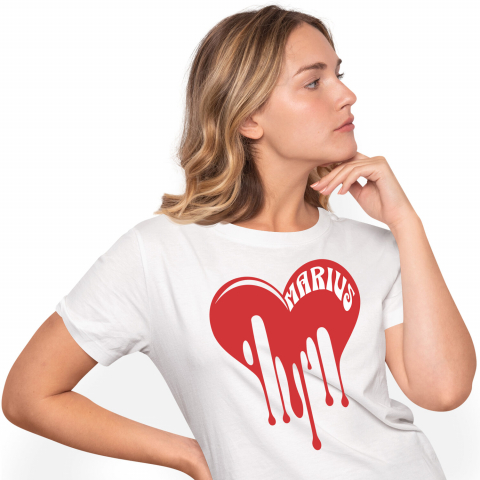 Tricou Femei, Barbati, Copii, Fata, Baiat, Unisex Personalizat Inimă Curgătoare cu Nume „Marius” – Cadou Personalizat de Valentine's Day pentru Iubitul Tău
