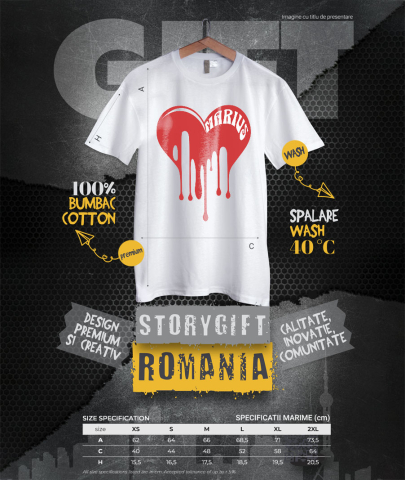 Tricou Femei, Barbati, Copii, Fata, Baiat, Unisex Personalizat Inimă Curgătoare cu Nume „Marius” – Cadou Personalizat de Valentine's Day pentru Iubitul Tău [3]