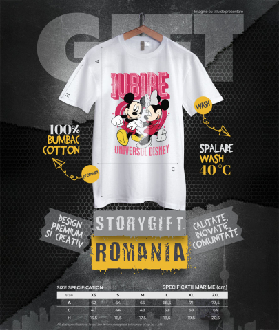 Tricou Femei cu Inima Plina de Dragoste – Minnie siMickey 100% Bumbac, Alb, M [3]
