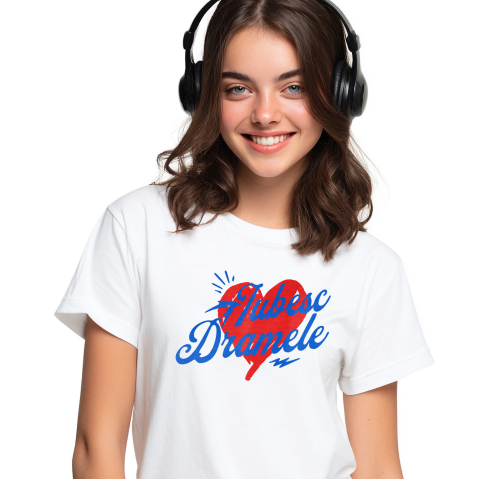 Valentine's Day - Tricou Femei, Barbati, Copii, Fata, Baiat, Unisex Personalizat Mesaj Haios „Iubesc Dramele Femeie” – Cadou Personalizat Amuzant