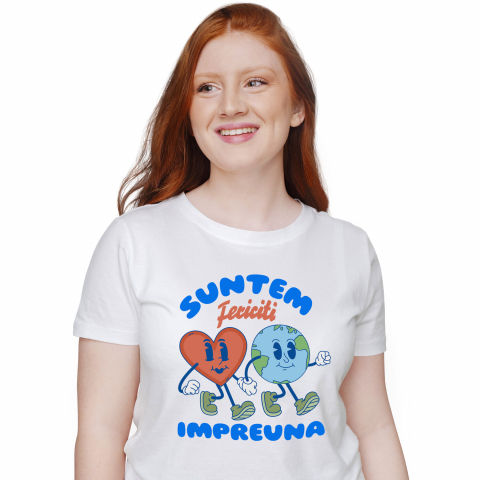 Tricou Femei, Barbati, Copii, Fata, Baiat, Unisex Personalizat Cadouri personalizate pentru cupluri - inima și planeta Pământ cu mesaj de iubire și fericire