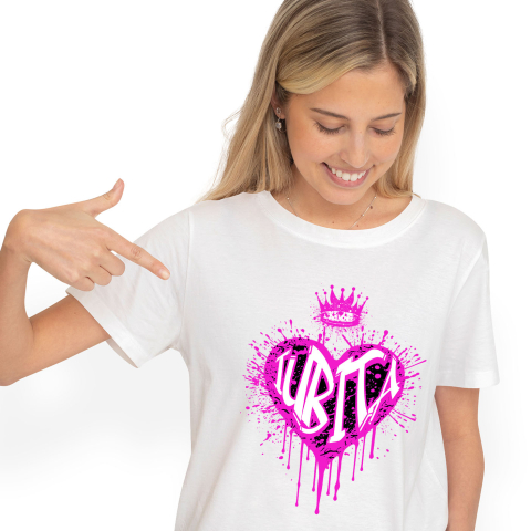 Valentine's Day - Tricou Femei, Barbati, Copii, Fata, Baiat, Unisex Personalizat Cadou personalizat pentru iubita - Inima Stil Graffiti cu Coroana, Valentine's Day