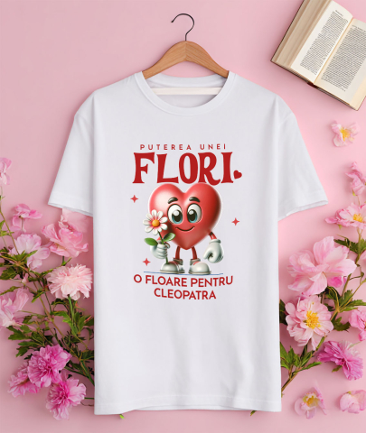 Tricou Femei, Barbati, Copii, Fata, Baiat, Unisex Personalizat „Inima Veselă cu Floare - Cadou Personalizat „Puterea unei Flori” pentru Familie, Copii și Prieteni” [2]