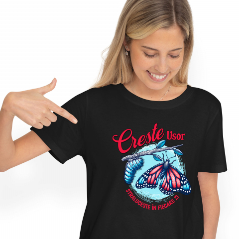 Tricouri - Tricou Femei, Barbati, Copii, Fata, Baiat, Unisex Personalizat Tricou Personalizat Fluture Colorat – Mesaj de Evoluție și Creștere | Cadou Inspirațional