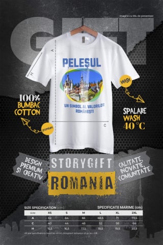 Tricou Femei, Barbati, Copii, Fata, Baiat, Unisex Personalizat "Castelul Peleș – Atracție Turistică Internațională în România" [3]