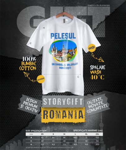 Tricou Femei, Barbati, Copii, Fata, Baiat, Unisex Personalizat "Castelul Peleș – Atracție Turistică Internațională în România" [3]