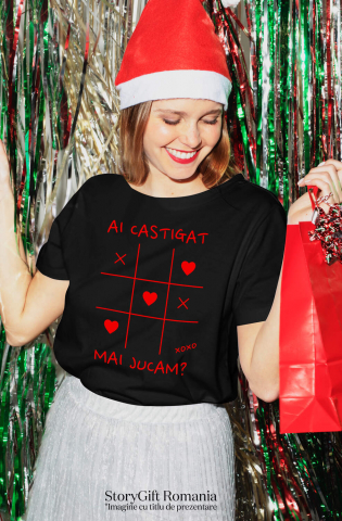 Tricou Femei, Barbati, Copii, Fata, Baiat, Unisex Personalizat Joc Haios X și 0 Personalizat cu Mesaj „Ai Câștigat, Mai Jucăm” - Cadou de Dragoste [1]