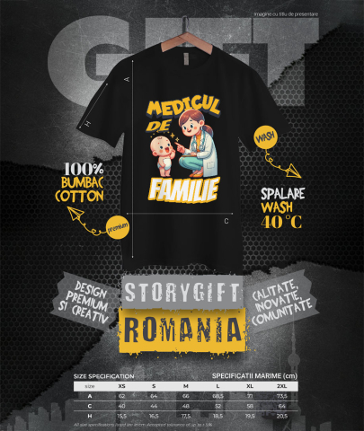 Tricou Femei, Barbati, Copii, Fata, Baiat, Unisex Personalizat Femeie Doctor cu Halat Alb și Copil Vesel – Design Personalizat [3]