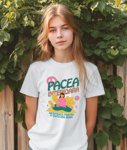 Tricou Femei, Barbati, Copii, Fata, Baiat, Unisex Personalizat Femeie în Poziție de Yoga – Relaxare și Meditație pentru Echilibru Interior [1]