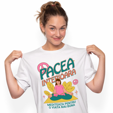 Tricou Personalizat - Tricou Femei, Barbati, Copii, Fata, Baiat, Unisex Personalizat Femeie în Poziție de Yoga – Relaxare și Meditație pentru Echilibru Interior
