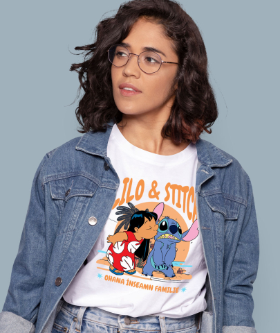 Tricou Femei cu Lilo si Stitch – vacanta vesela 100% Bumbac, Alb, L [1]