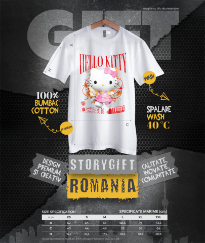 Tricou Femei cu Magie și Flori cu Hello Kitty din Lumea Disney 100% Bumbac, Alb, L [3]